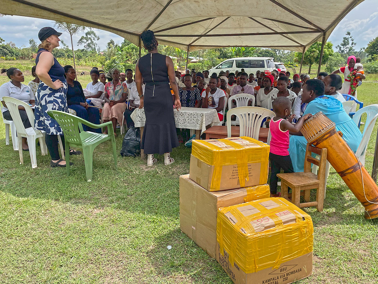 Boxes of Bibles ready for distribution