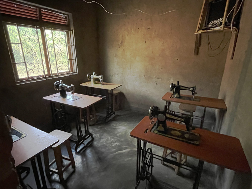 Sewing machines in one of the back rooms