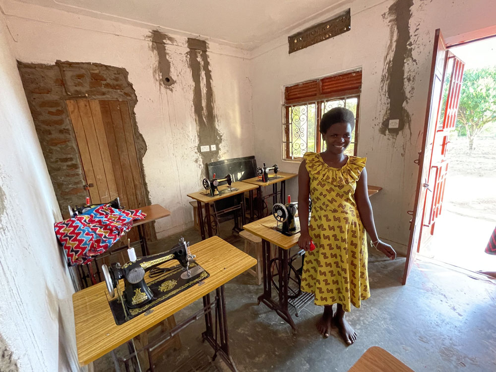 One of the women showing off the front room